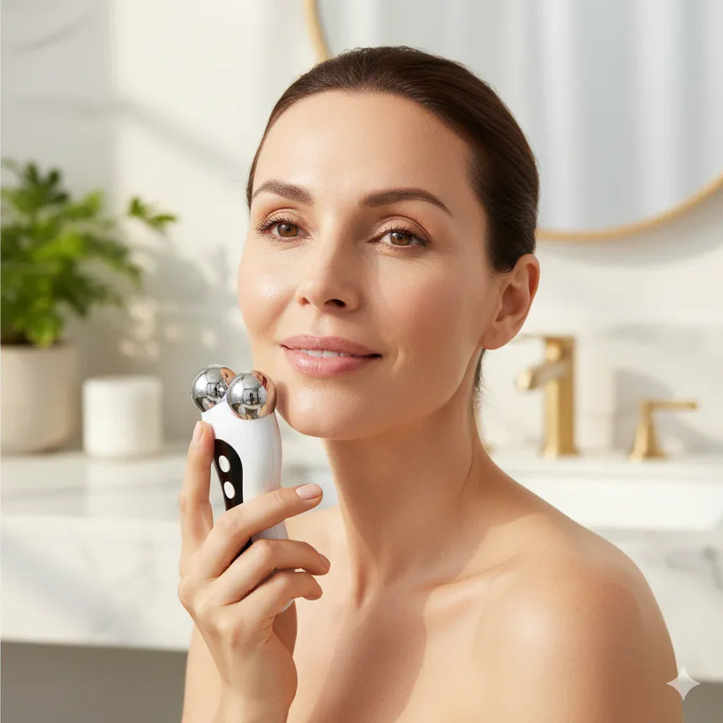 A04V Electric V-Face Sculptor – 360° EMS Microcurrent & Sonic Lifting Roller - Gloow Lady