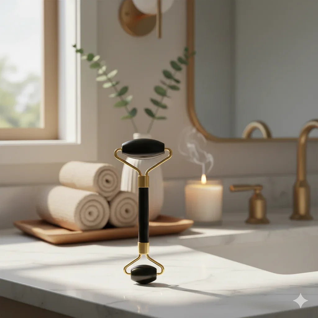 Natural Black Jade Facial Roller & Gua Sha Set | Luxury Skin Detox - Gloow Lady