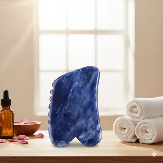 Professional Blue Jade Gua Sha Tool | Sawtooth Edge Facial Massager - Gloow Lady