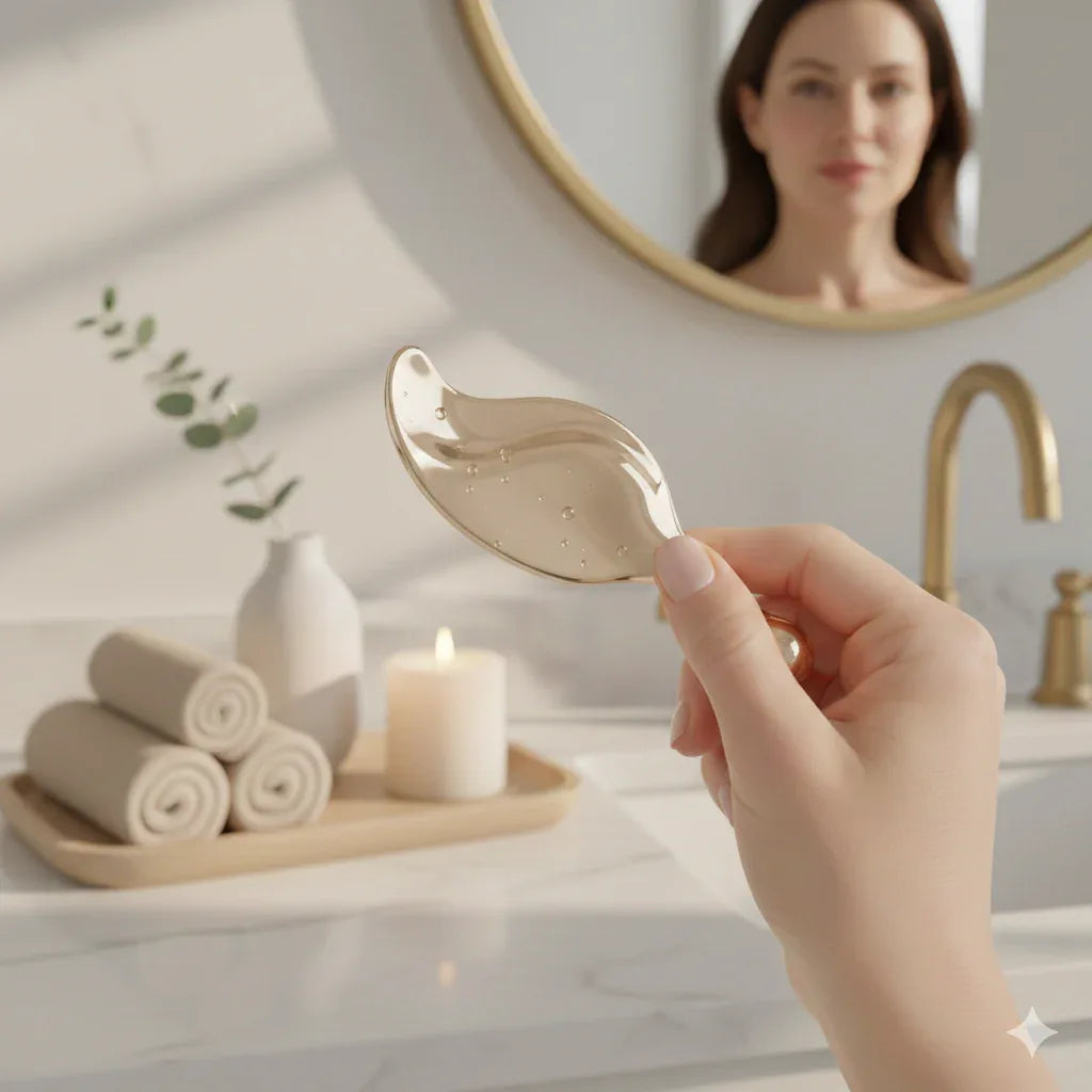 Facial Lifting Scraping Tool Zinc Alloy Face Massage Roller For Eye Lift Puffiness Reduction - Gloow Lady