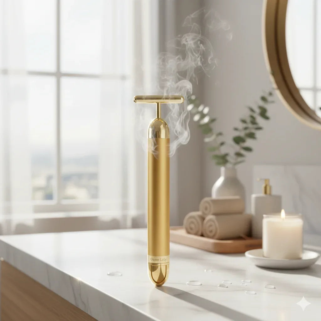 24K Gold Energy T-Bar – Sonic Pulse Facial Sculptor & Instant Lift Tool - Gloow Lady