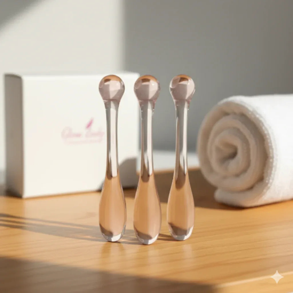 3pcs Multifunctional Cream Scoop & Eyeball Massage Stick: DIY Face & Eye Applicator - Gloow Lady