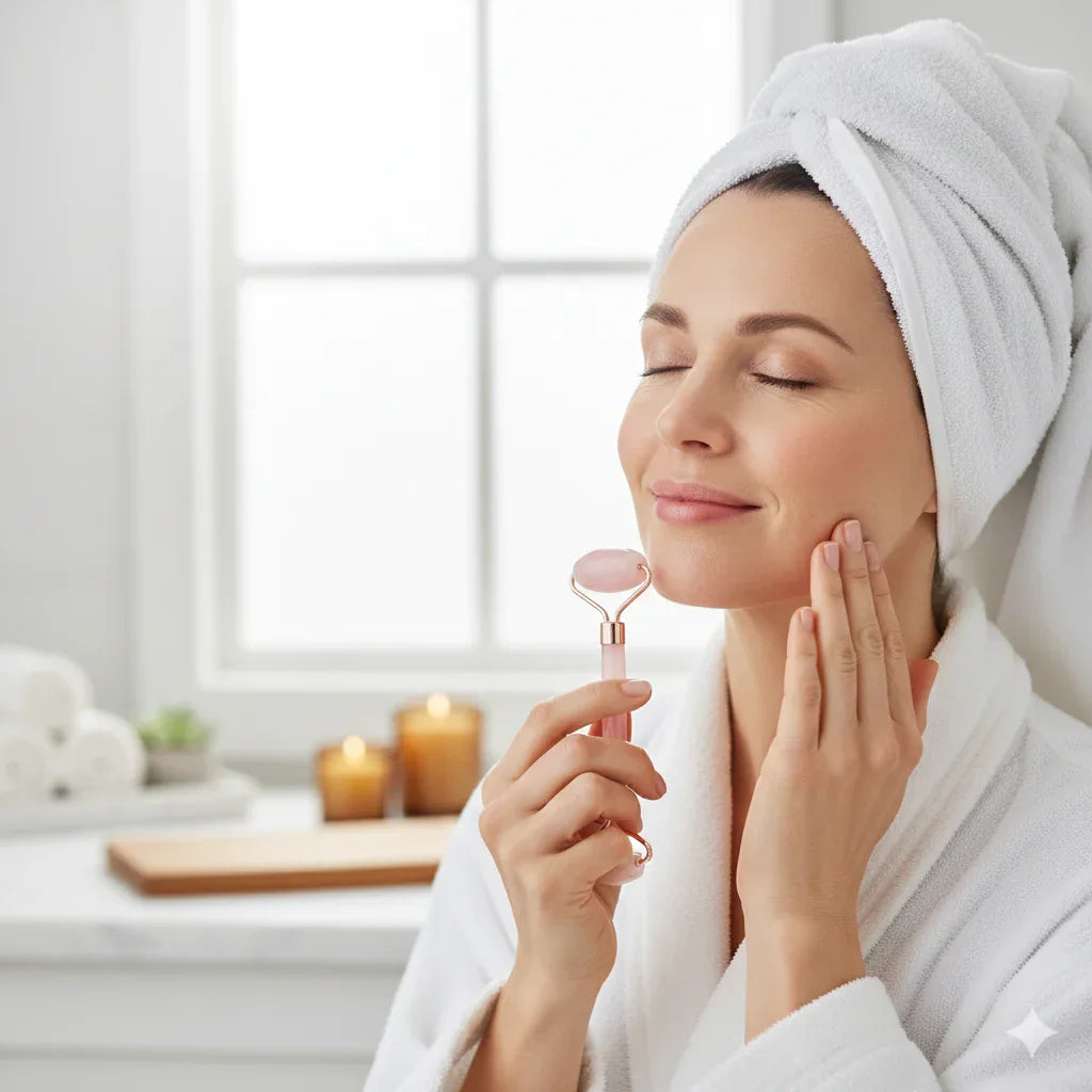 Face Roller & Gua Sha Massage Tool | Anti-Aging, Puffiness Relief - Gloow Lady