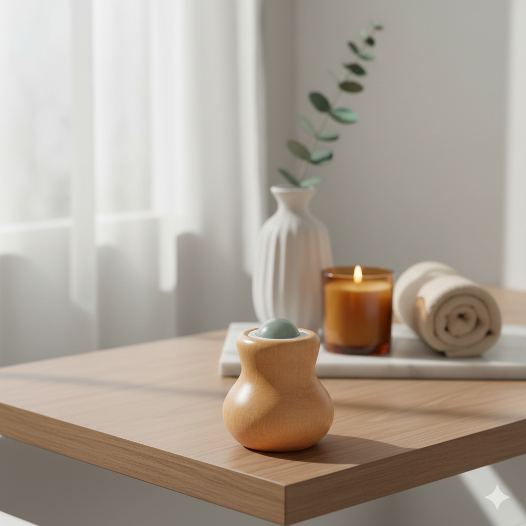 Jade Roller Ball & Wooden Sculpting Stick | Lifting & Anti-Wrinkle Duo