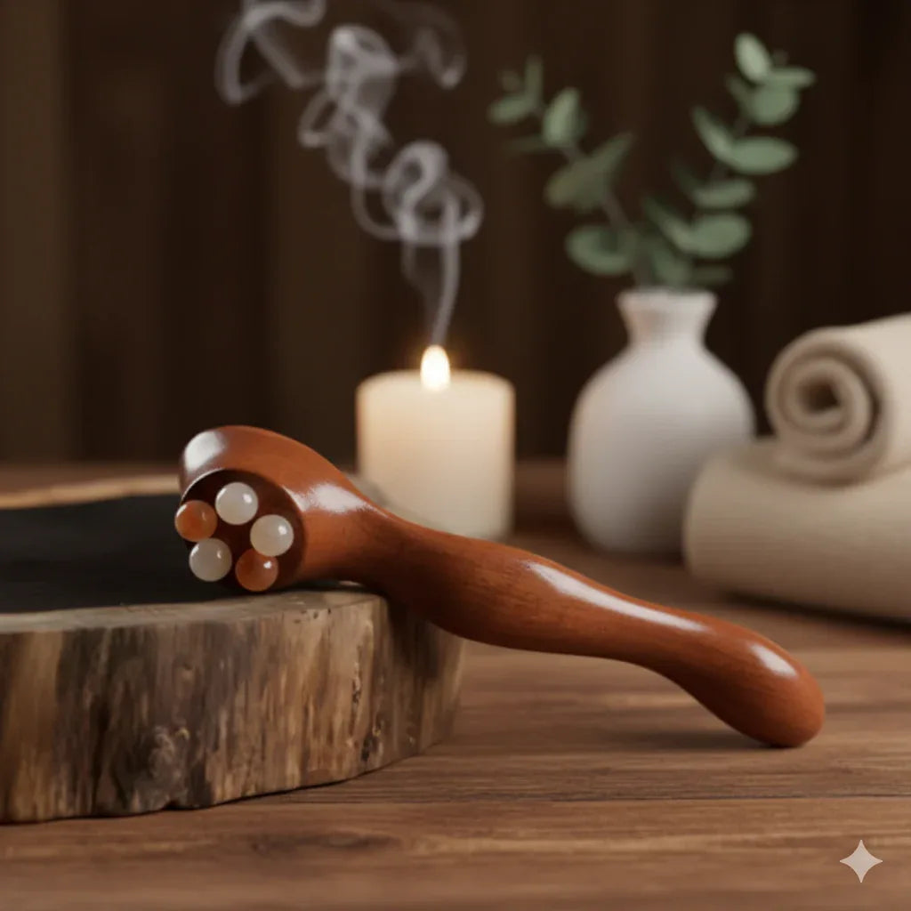 Lotus Seedpod Sandalwood Eye & Face Massager – Natural Acupoint Therapy for De-Puffing - Gloow Lady