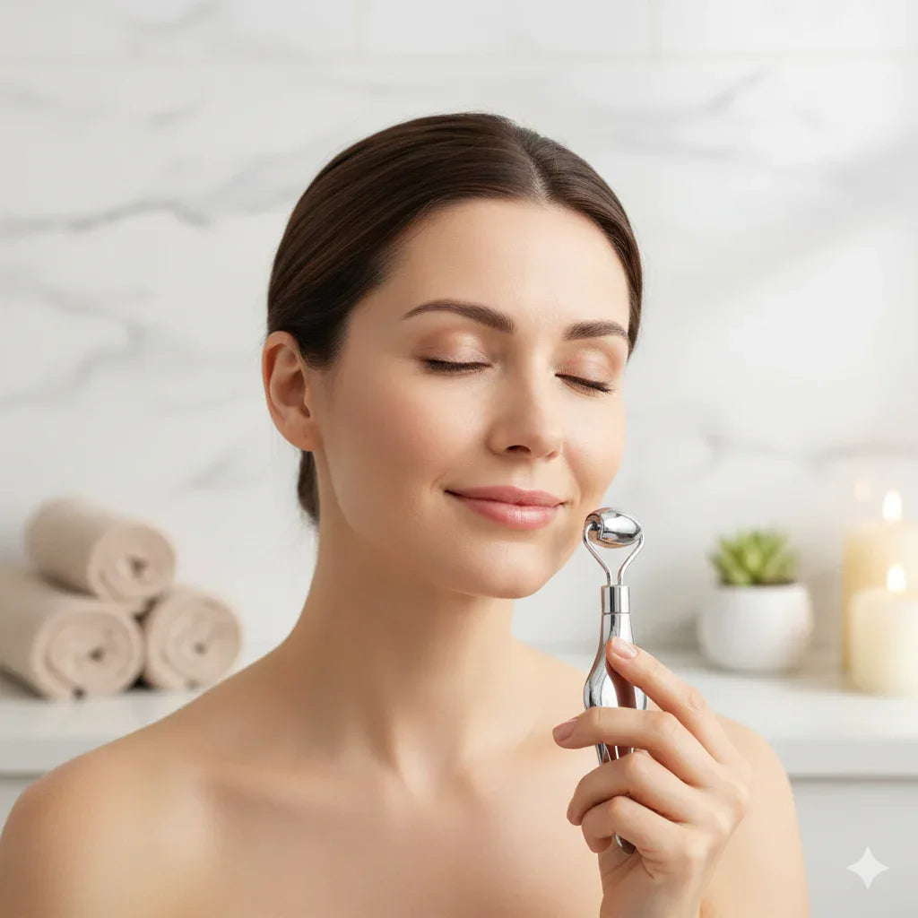 Stainless Steel Facial Roller & Gua Sha Set | Professional Skin Tightening - Gloow Lady