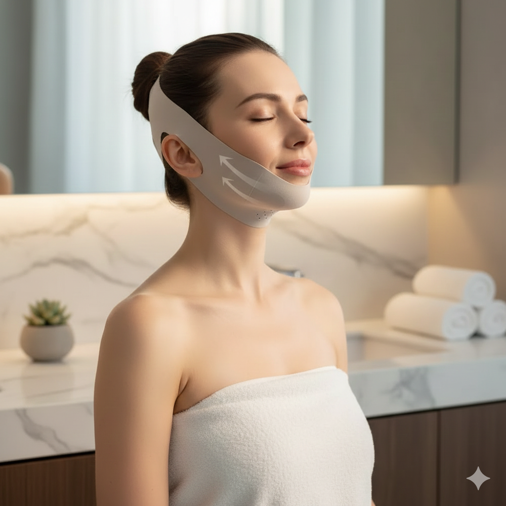 Overnight Face Lift Band with Graphene Fiber – Jawline & Double Chin Reducer (Reusable)