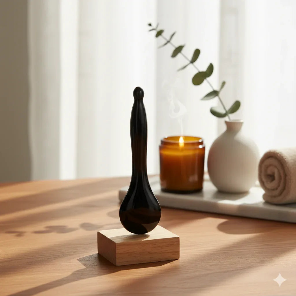 Natural Black Obsidian Gua Sha | Professional Meridian Massage Tool - Gloow Lady