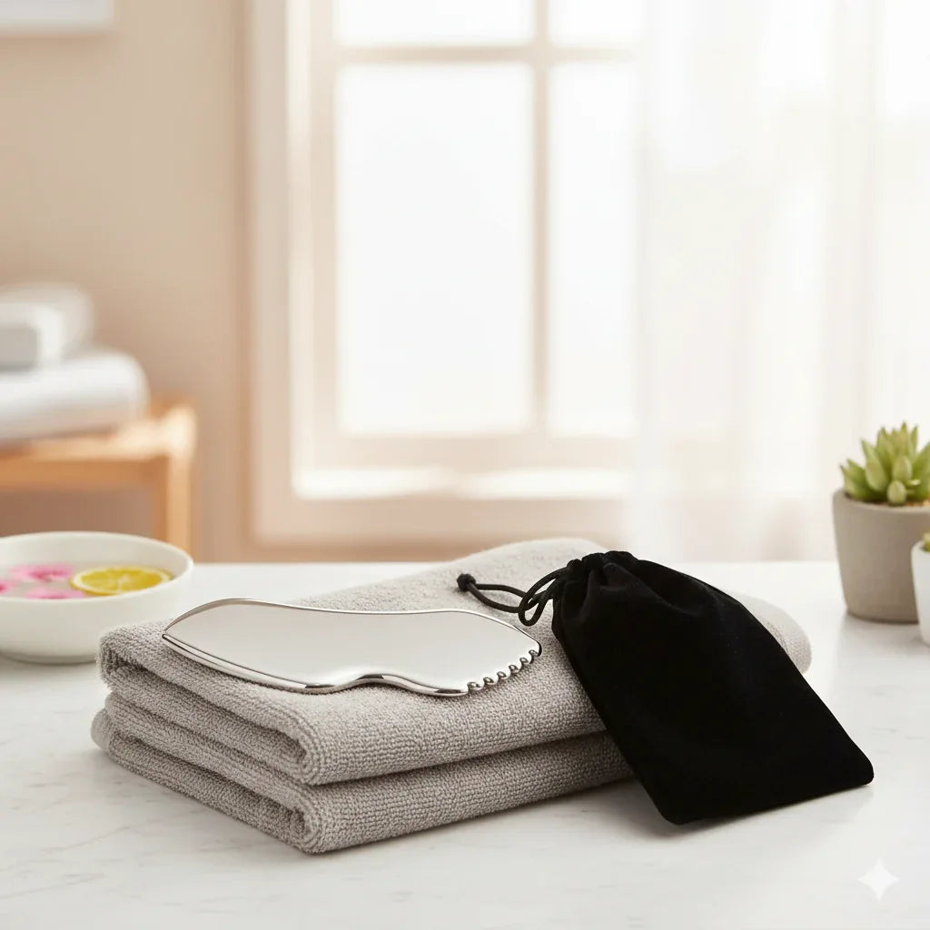 The Sculpt & Soothe Ritual Set – 6-Piece Cryo-Therapy & Stainless Steel Gua Sha Collection - Gloow Lady