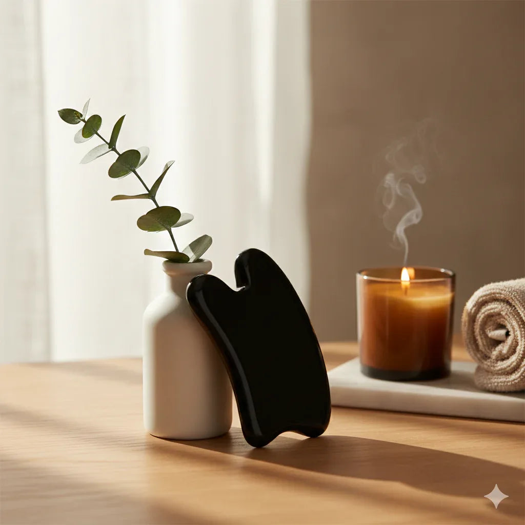 Natural Black Obsidian Gua Sha | Professional Meridian Massage Tool - Gloow Lady