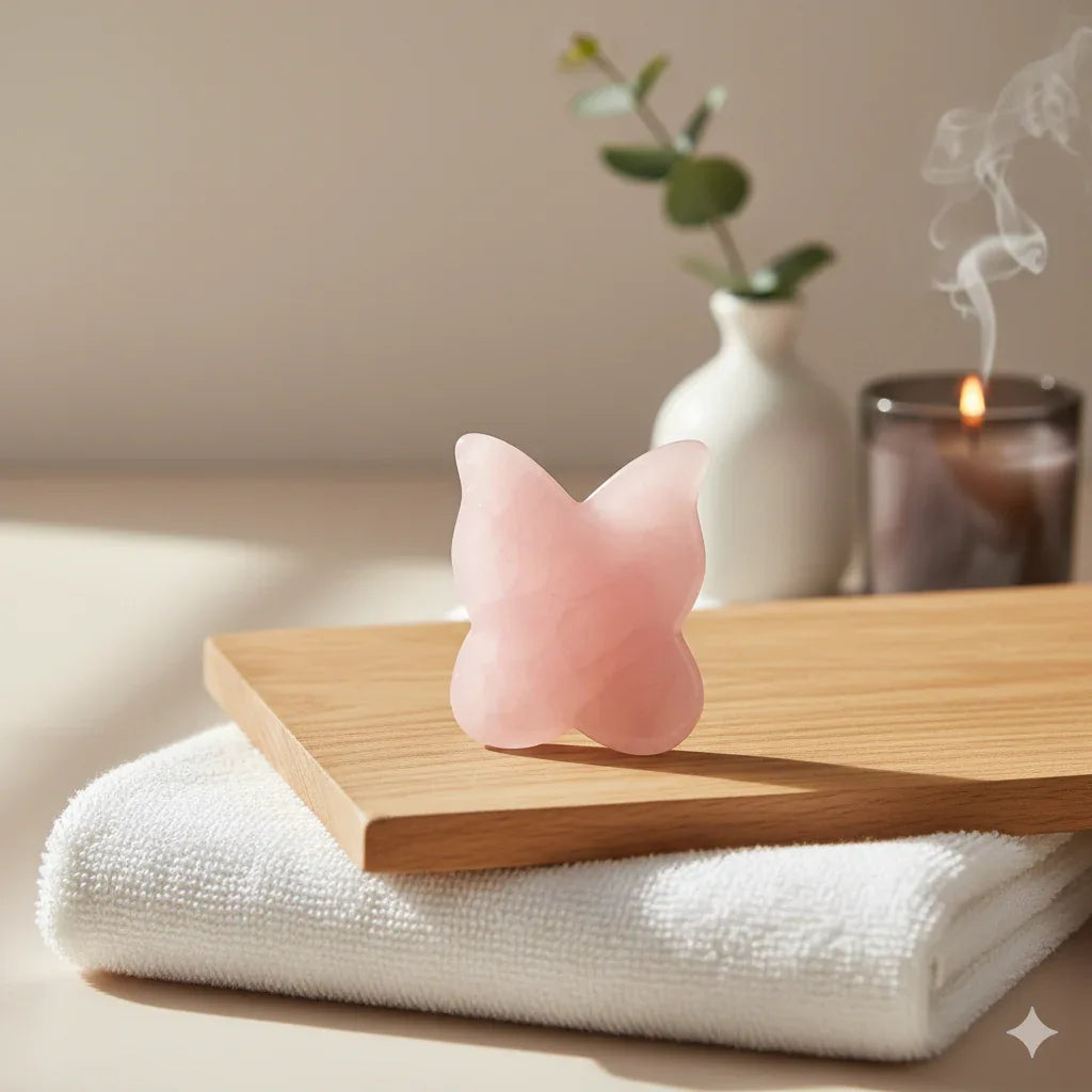 Rose Quartz Sculpting Gua Sha – Authentic Crystal Tool for Facial Contouring - Gloow Lady