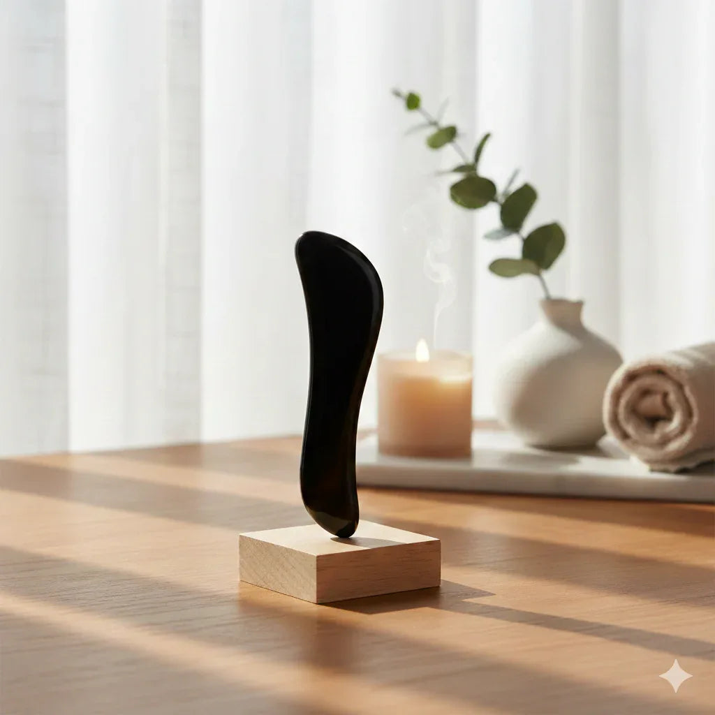 Natural Black Obsidian Gua Sha | Professional Meridian Massage Tool - Gloow Lady