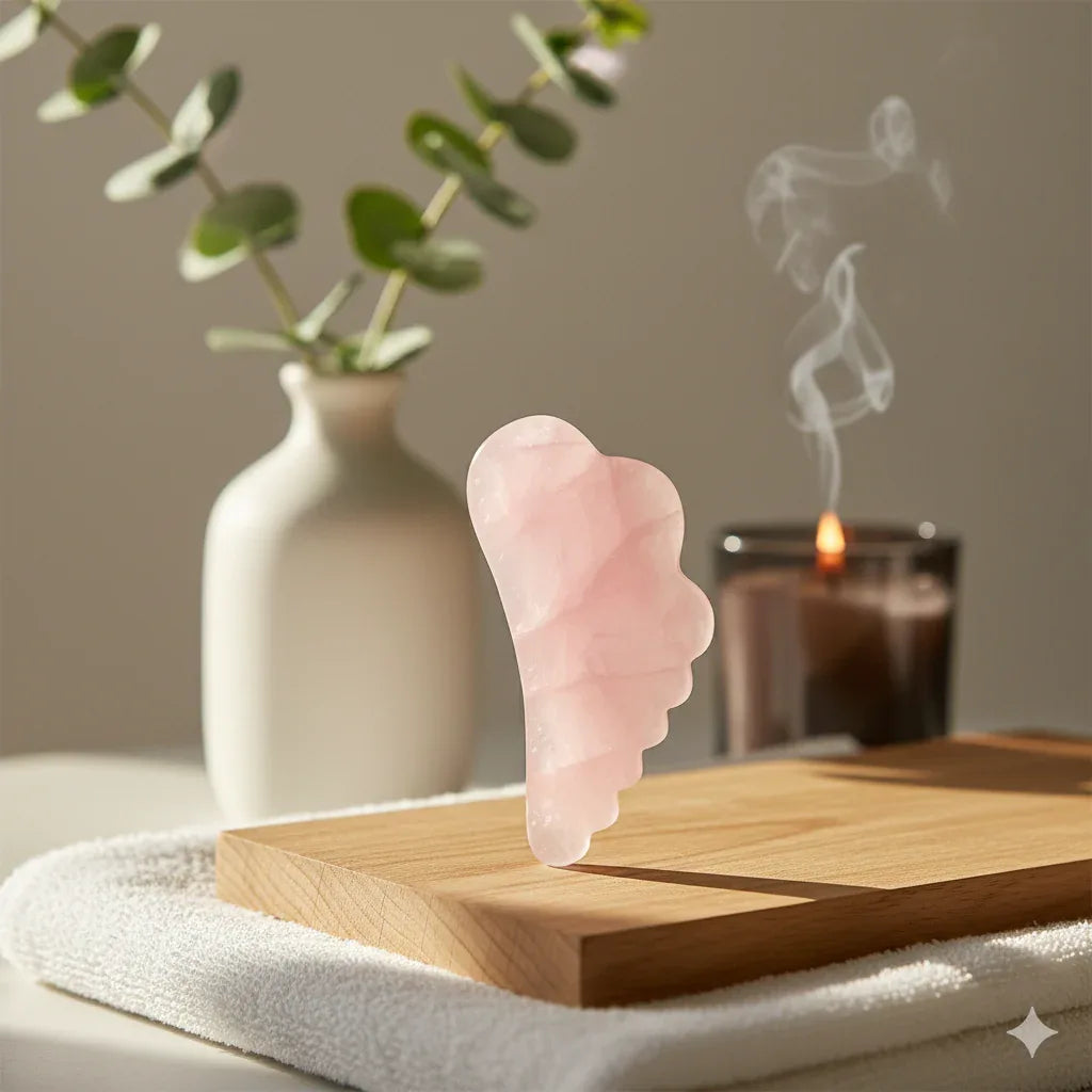 Rose Quartz Sculpting Gua Sha – Authentic Crystal Tool for Facial Contouring - Gloow Lady