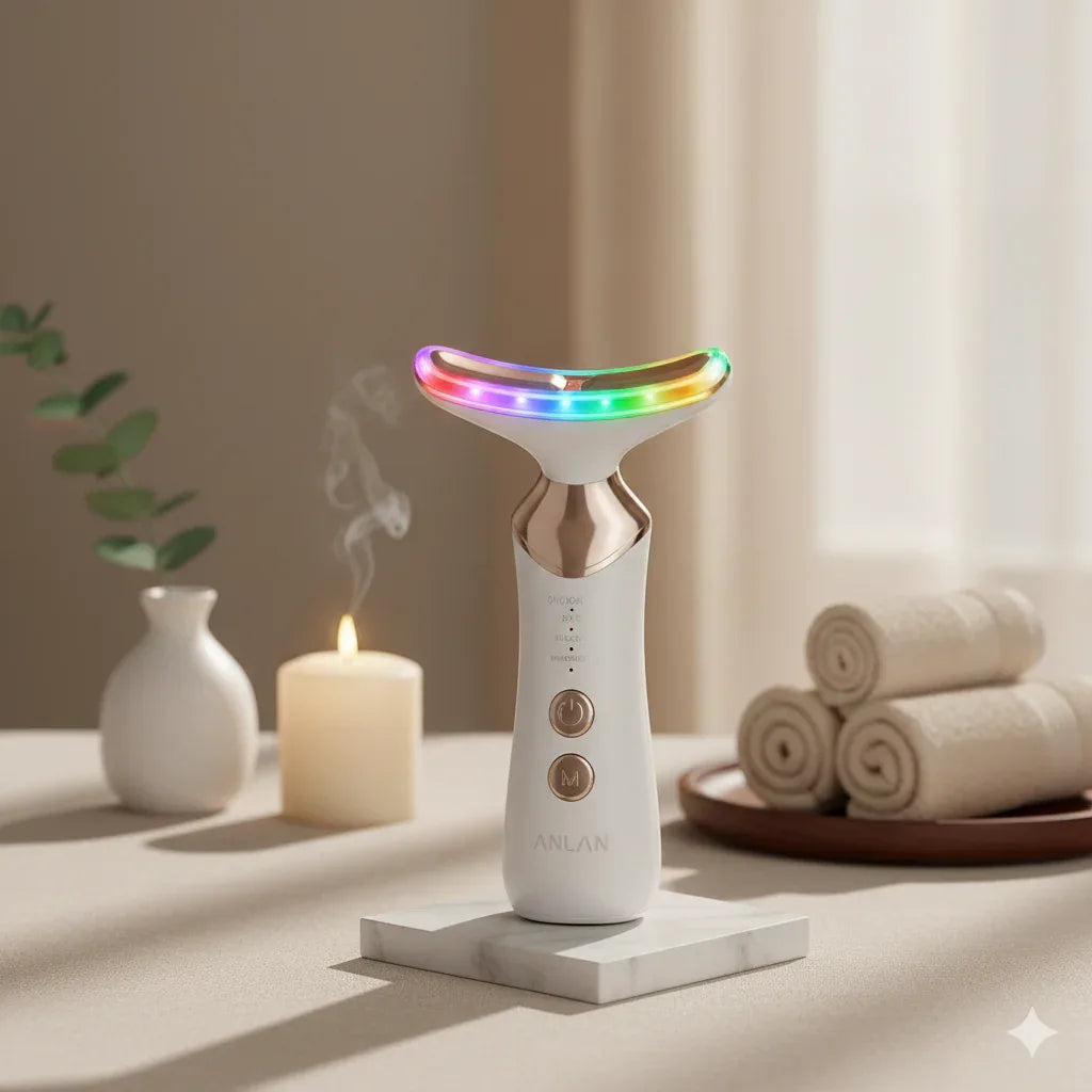 ANLAN Dual Polar 24K Gold Neck Sculptor – EMS Lifting & 5-Color Photon Therapy - Gloow Lady