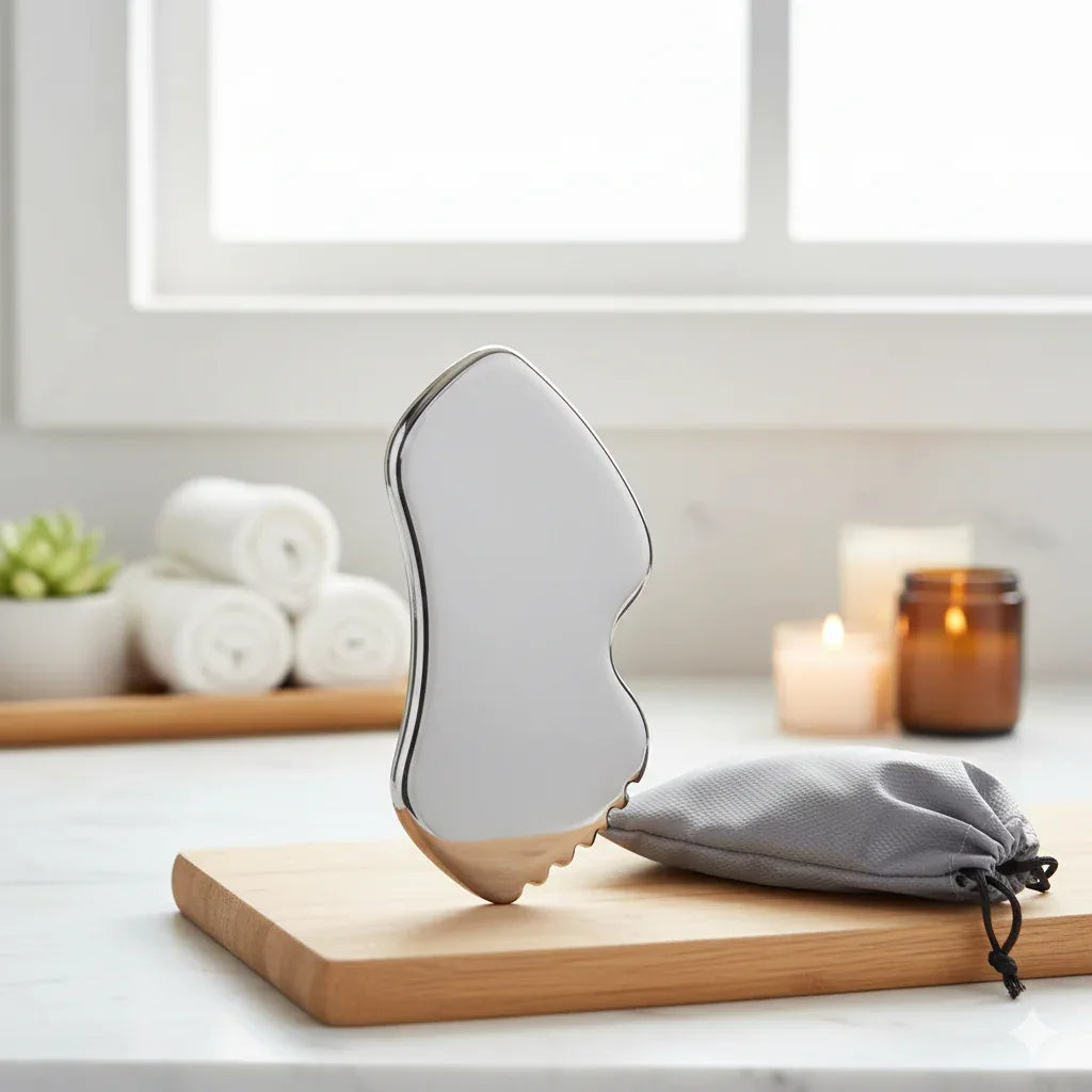 Stainless Steel Gua Sha Tool for Face – Professional Metal Face Scraper & Massager for Neck, Back, and Lymphatic Drainage - Gloow Lady