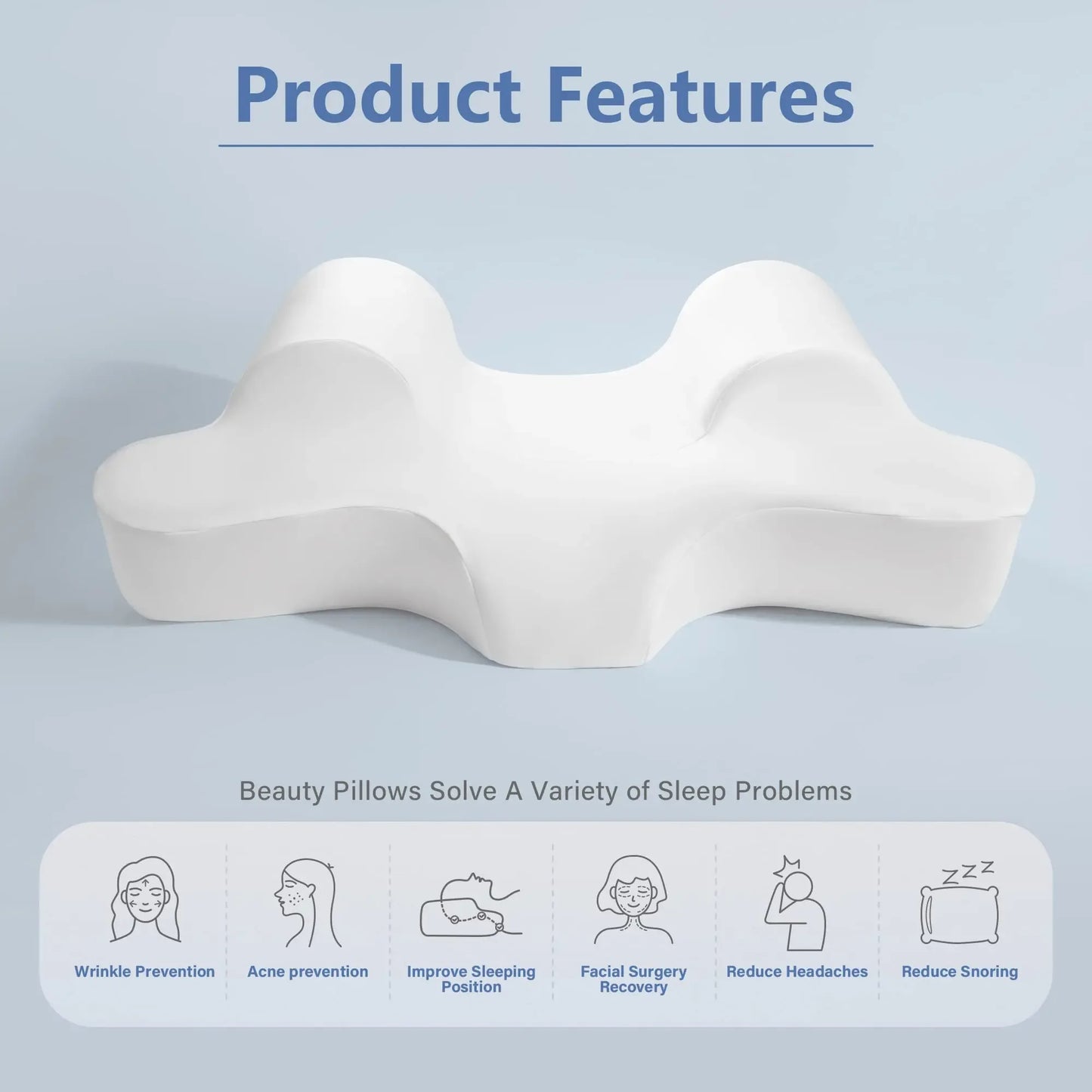 Anti-Wrinkle Beauty Pillow | Back Sleep Training & Anti-Aging Memory Foam - Gloow Lady