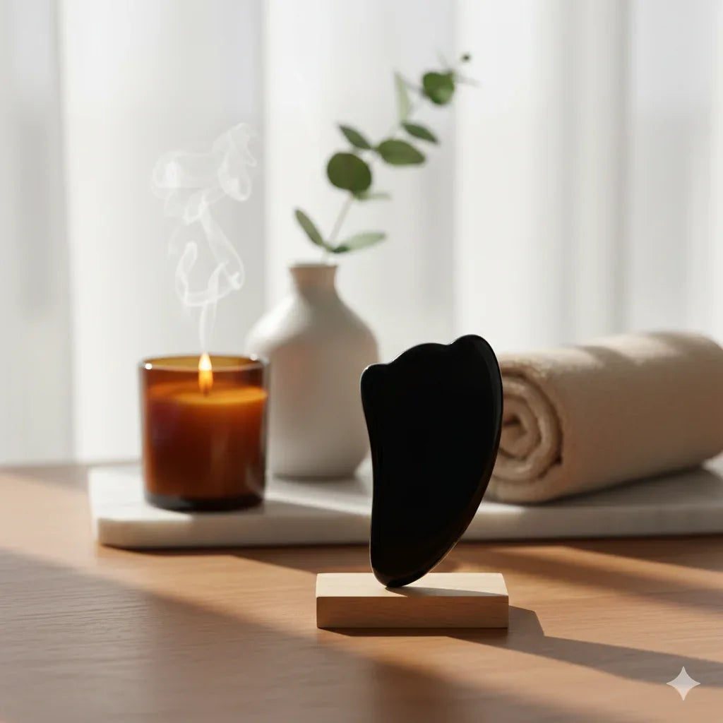 Natural Black Obsidian Gua Sha | Professional Meridian Massage Tool - Gloow Lady