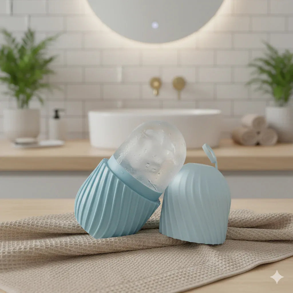 Ice Face Roller & Stainless Steel Gua Sha Set | Cooling Depuffing Tools - Gloow Lady