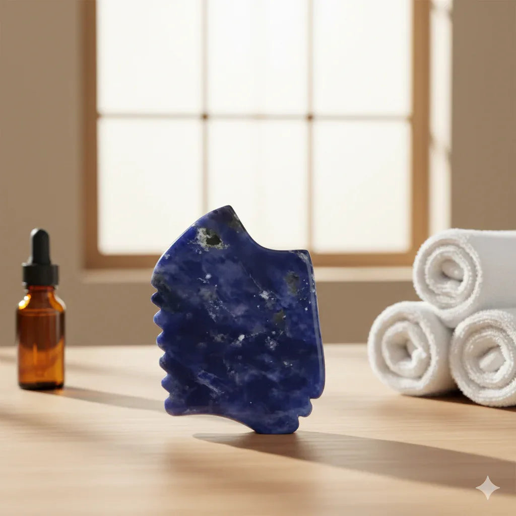 Professional Blue Jade Gua Sha Tool | Sawtooth Edge Facial Massager - Gloow Lady