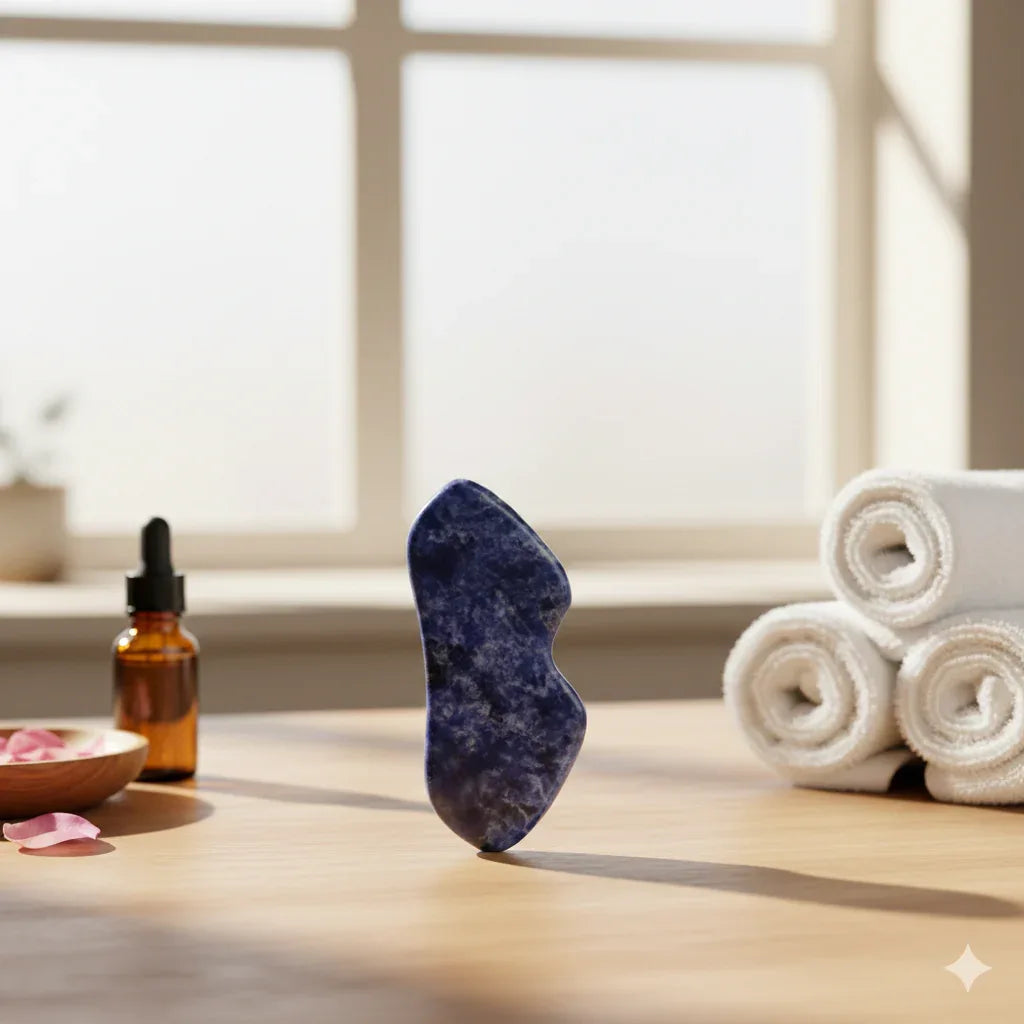 Professional Blue Jade Gua Sha Tool | Sawtooth Edge Facial Massager - Gloow Lady