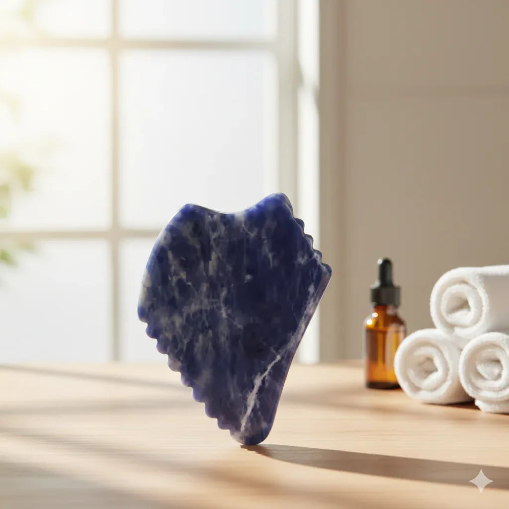 Professional Blue Jade Gua Sha Tool | Sawtooth Edge Facial Massager - Gloow Lady