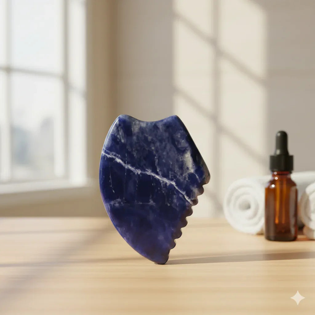 Professional Blue Jade Gua Sha Tool | Sawtooth Edge Facial Massager - Gloow Lady