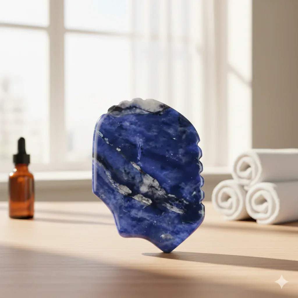 Professional Blue Jade Gua Sha Tool | Sawtooth Edge Facial Massager - Gloow Lady