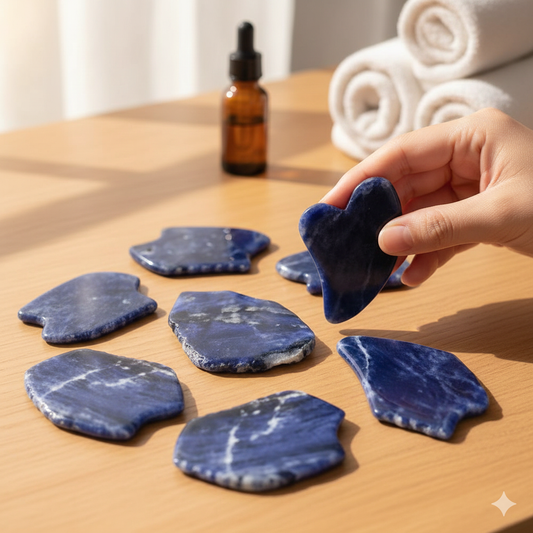 Professional Blue Jade Gua Sha Tool | Sawtooth Edge Facial Massager