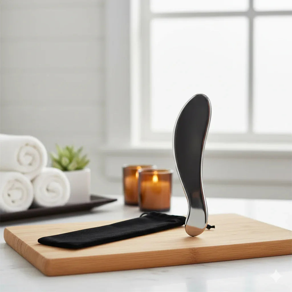 Stainless Steel Gua Sha Tool for Face – Professional Metal Face Scraper & Massager for Neck, Back, and Lymphatic Drainage - Gloow Lady