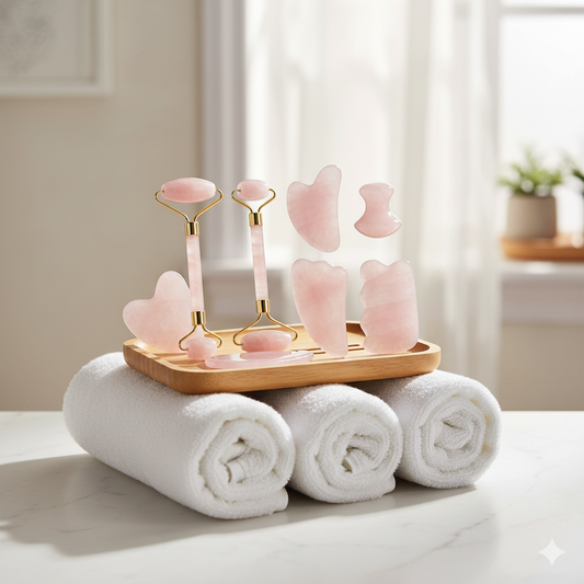 Rose Quartz Face Roller & Gua Sha Set