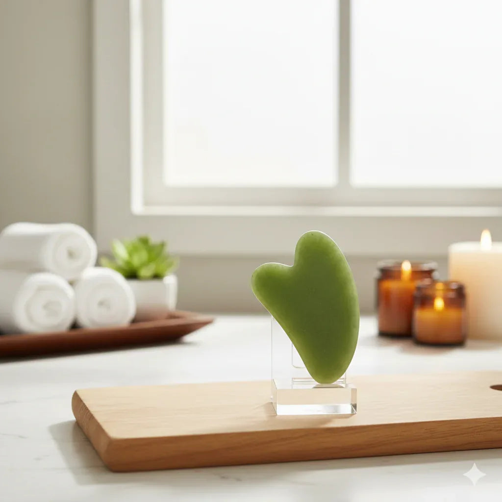Natural Jade Roller & Gua Sha Set | Face Massage Tool - Gloow Lady