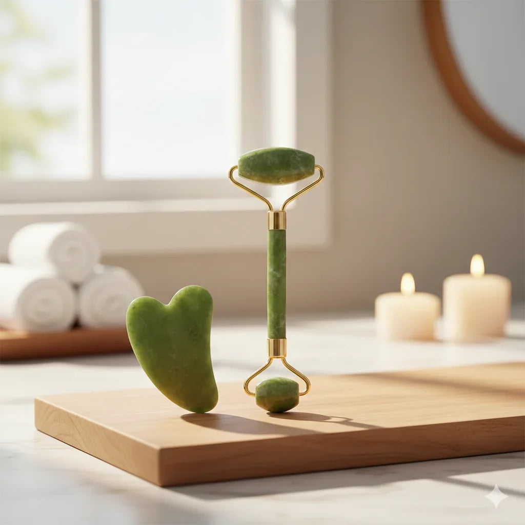 Natural Jade Scraping Board & Roller - Gloow Lady