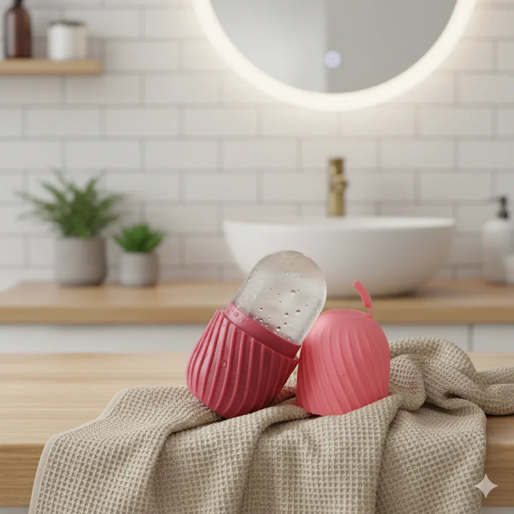 Ice Face Roller & Stainless Steel Gua Sha Set | Cooling Depuffing Tools - Gloow Lady