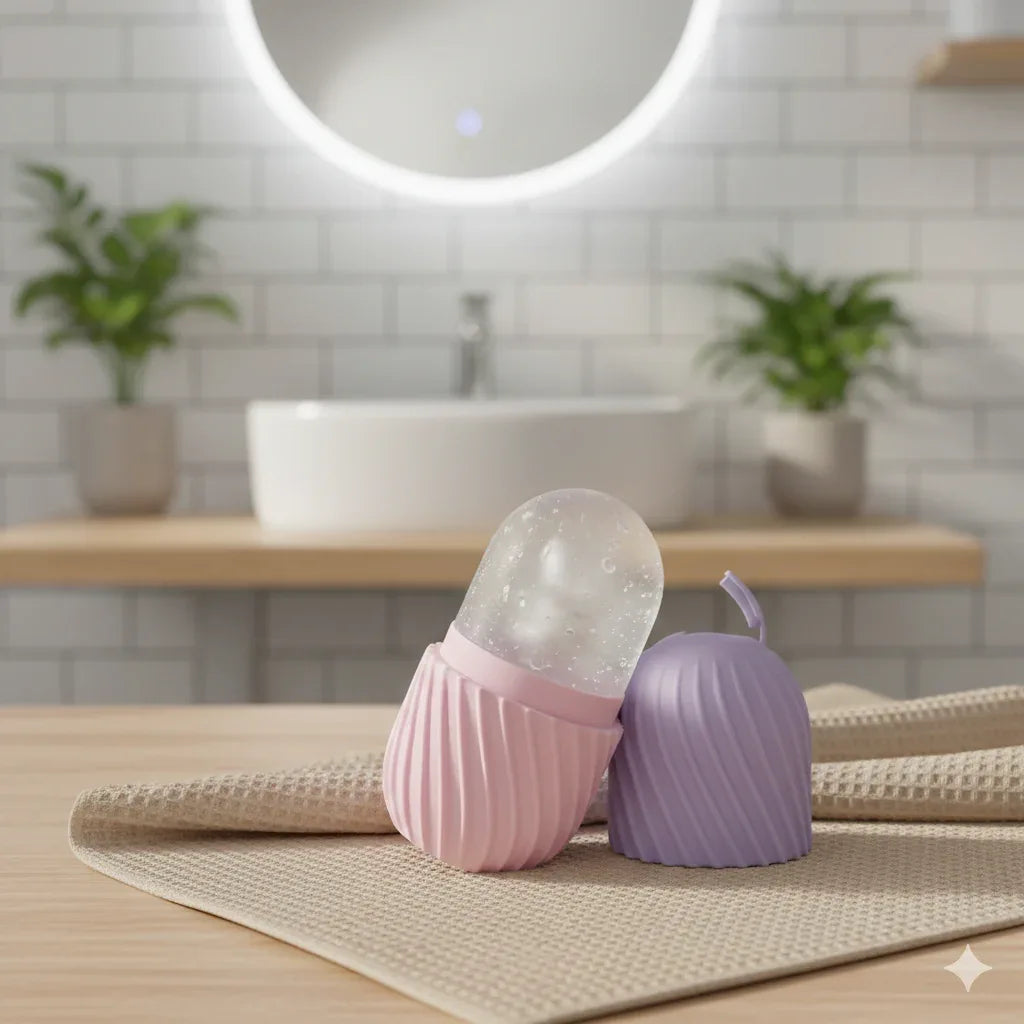 Ice Face Roller & Stainless Steel Gua Sha Set | Cooling Depuffing Tools - Gloow Lady