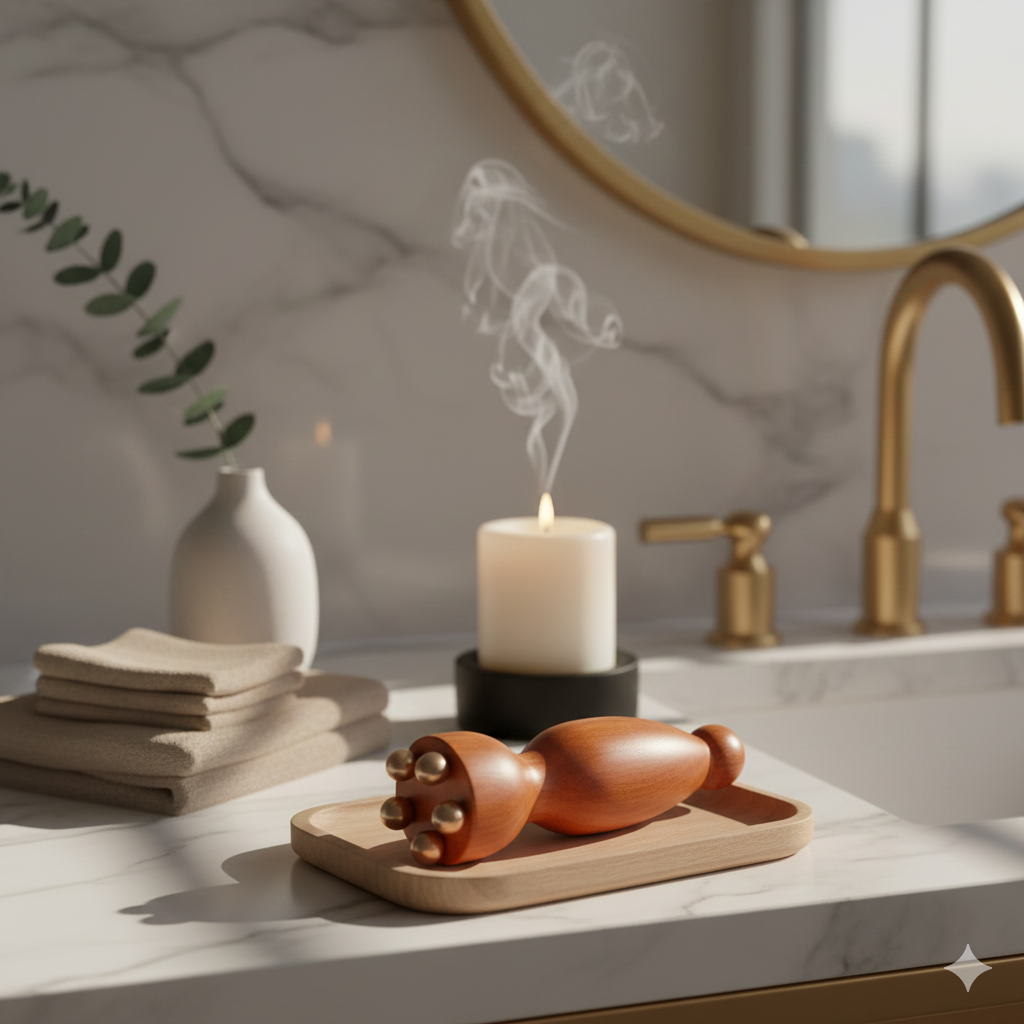 Sandalwood Lotus Seedpod Massager – Hand-Carved Facial Physiotherapy & Acupoint Gua Sha Tool