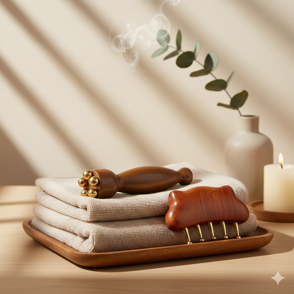 Sandalwood Lotus Seedpod Massager – Hand-Carved Facial Physiotherapy & Acupoint Gua Sha Tool