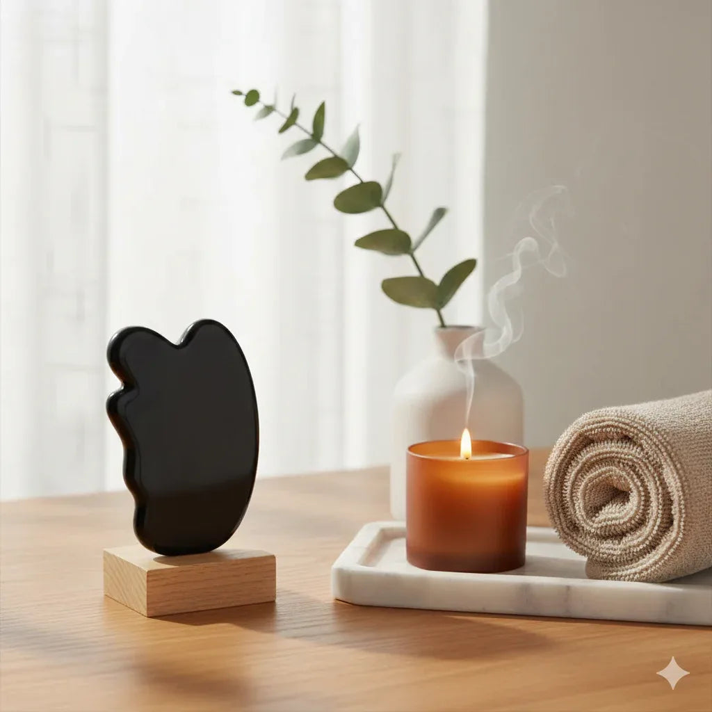 Natural Black Obsidian Gua Sha | Professional Meridian Massage Tool - Gloow Lady