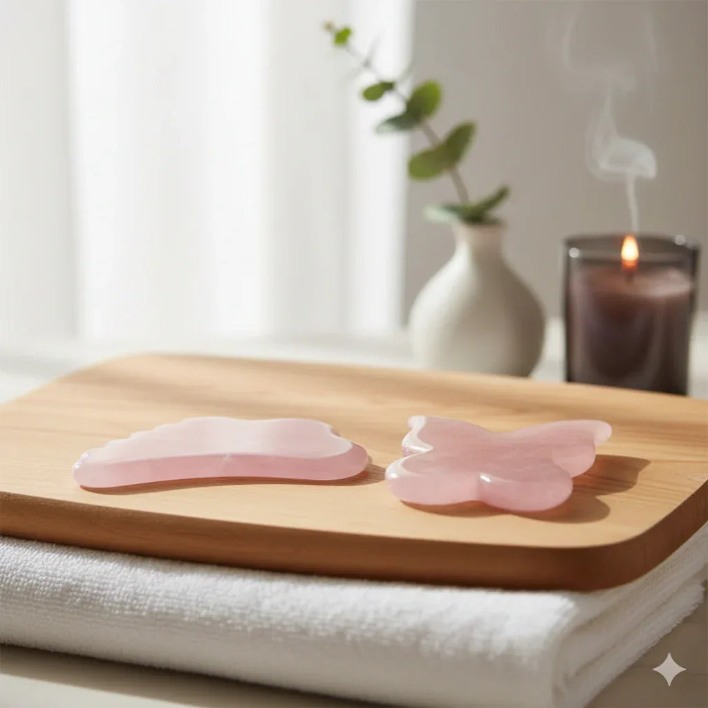 Rose Quartz Sculpting Gua Sha – Authentic Crystal Tool for Facial Contouring - Gloow Lady