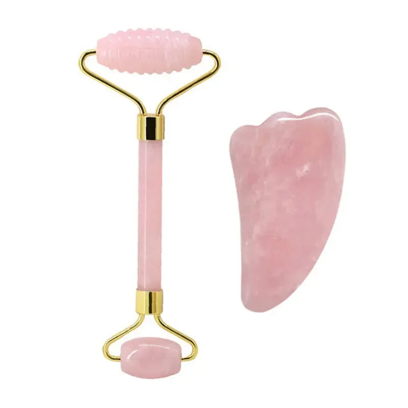 Rose Quartz Face Roller & Gua Sha Set - Gloow Lady