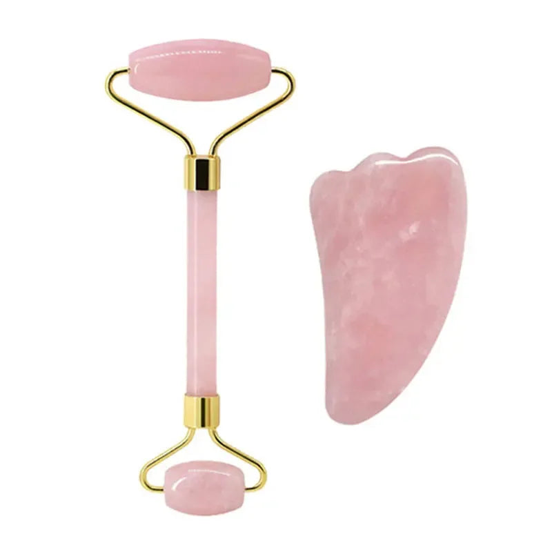Rose Quartz Face Roller & Gua Sha Set - Gloow Lady