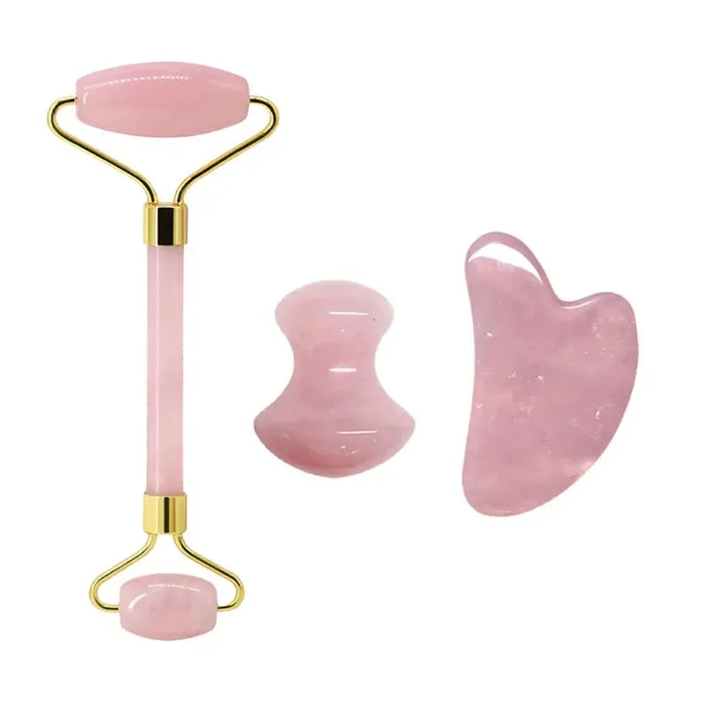 Rose Quartz Face Roller & Gua Sha Set - Gloow Lady