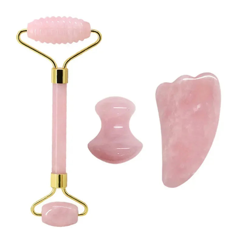 Rose Quartz Face Roller & Gua Sha Set - Gloow Lady