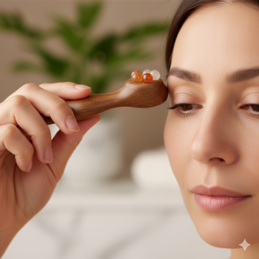 Lotus Seedpod Sandalwood Eye & Face Massager – Natural Acupoint Therapy for De-Puffing