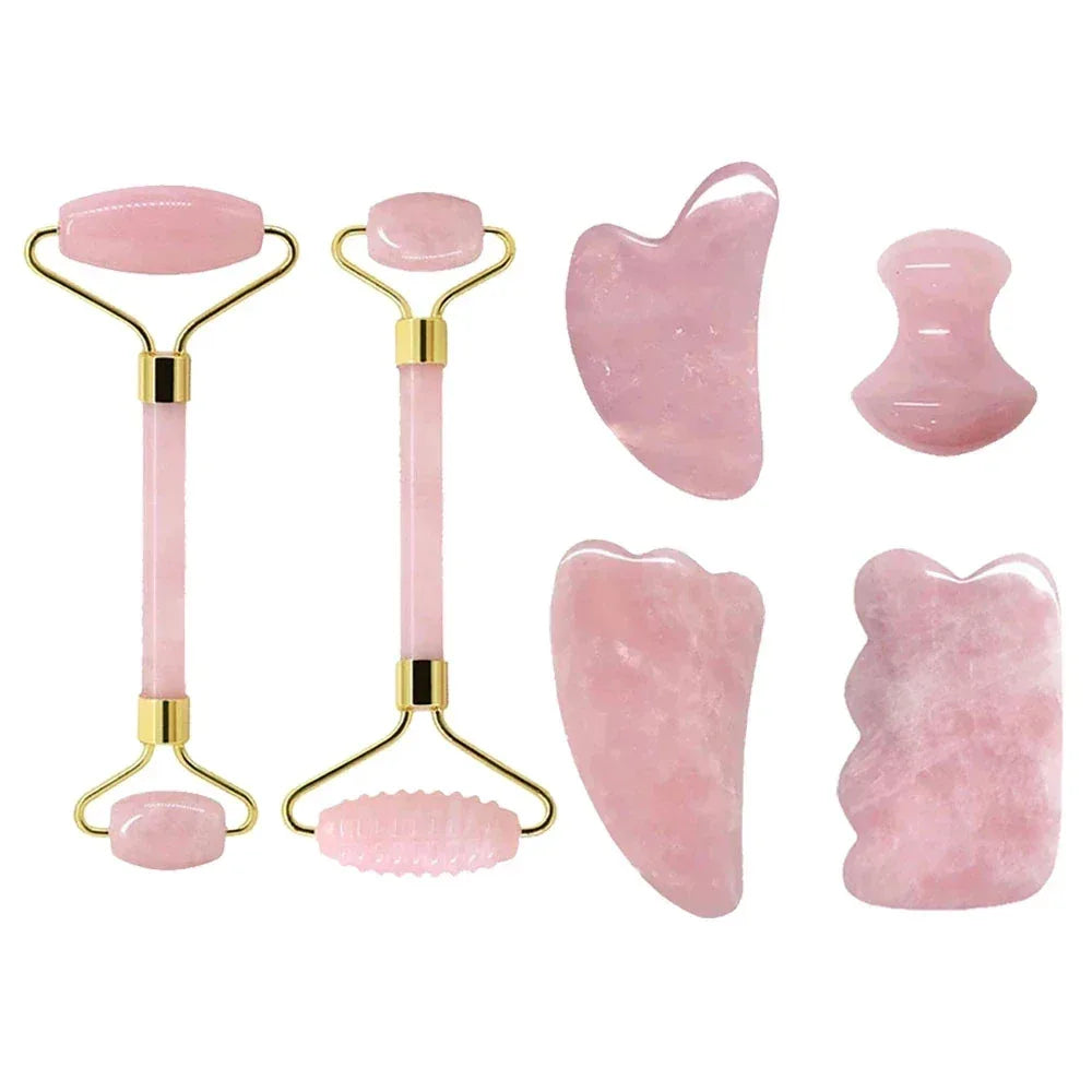 Rose Quartz Face Roller & Gua Sha Set - Gloow Lady