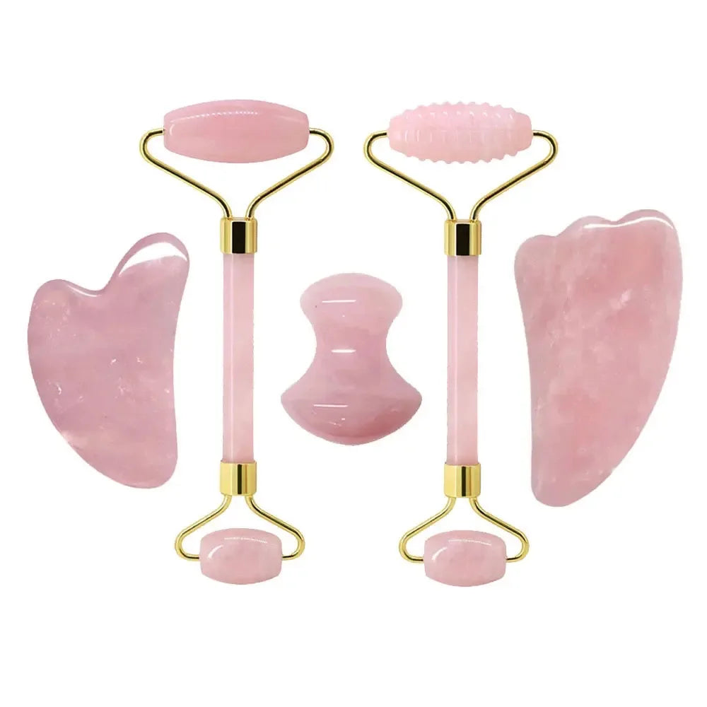 Rose Quartz Face Roller & Gua Sha Set - Gloow Lady