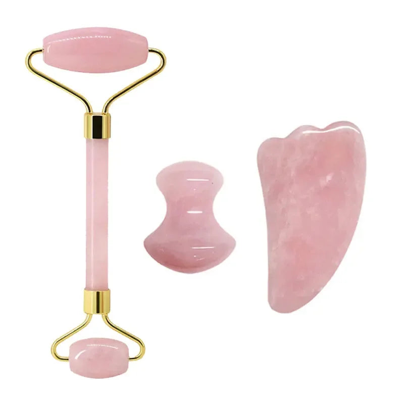 Rose Quartz Face Roller & Gua Sha Set - Gloow Lady