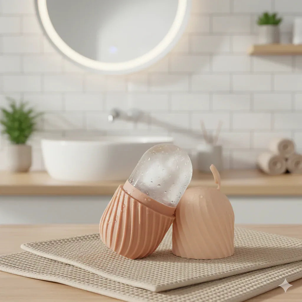 Ice Face Roller & Stainless Steel Gua Sha Set | Cooling Depuffing Tools - Gloow Lady