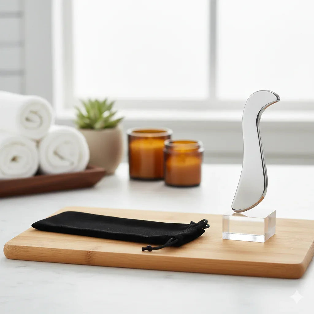 Stainless Steel Gua Sha Tool for Face – Professional Metal Face Scraper & Massager for Neck, Back, and Lymphatic Drainage - Gloow Lady