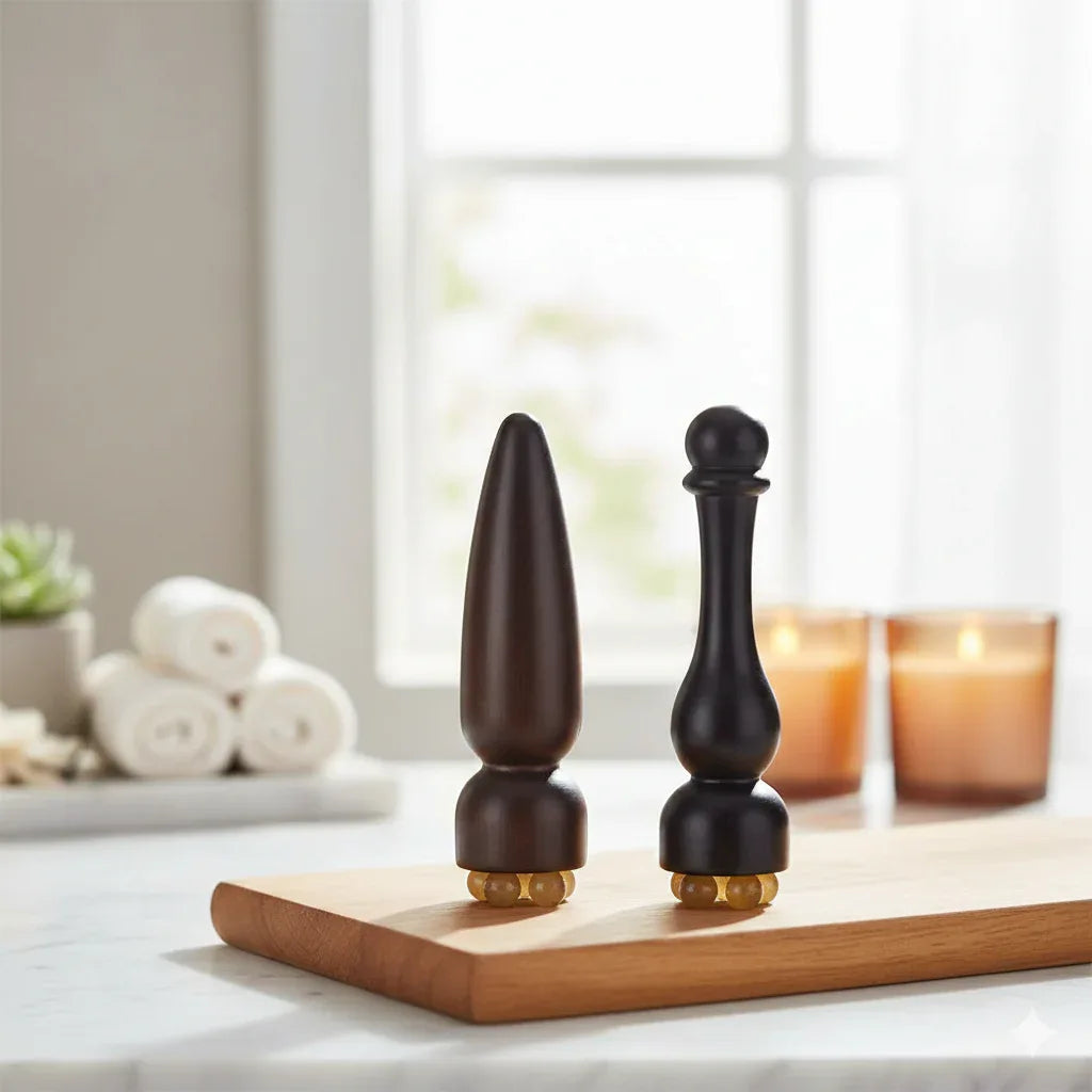 Zhuang Sangi Lotus Pod Facial Massager | Natural Wood Skin Care - Gloow Lady