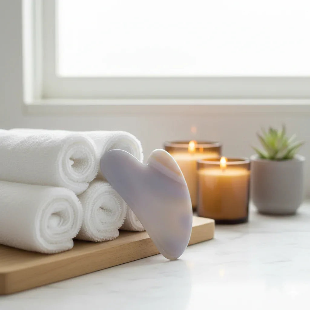 Rose Quartz Heart Gua Sha | Facial Lifting & Firming Stone for Anti-Aging & Puffiness Relief - Gloow Lady